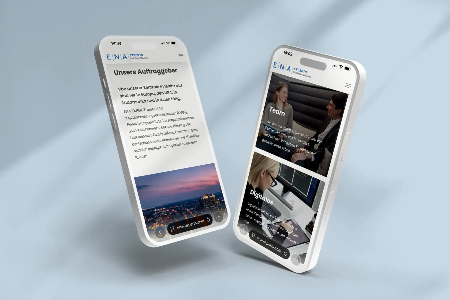 Mockup Smartphone Responsive Webdesign ENA Experts